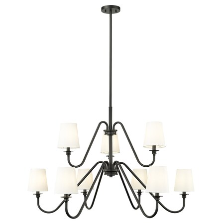 Z-Lite Gianna Chandelier, 9-Light, 46 In.W x 28.25 In.H, Matte Black/White 7509-9-46MB